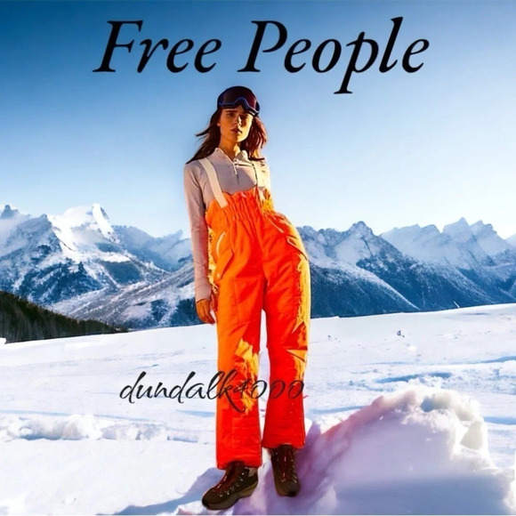Free People Movement All Prepped Bibb Snow Ski Pants Neon Peach L - Picture 1 of 9